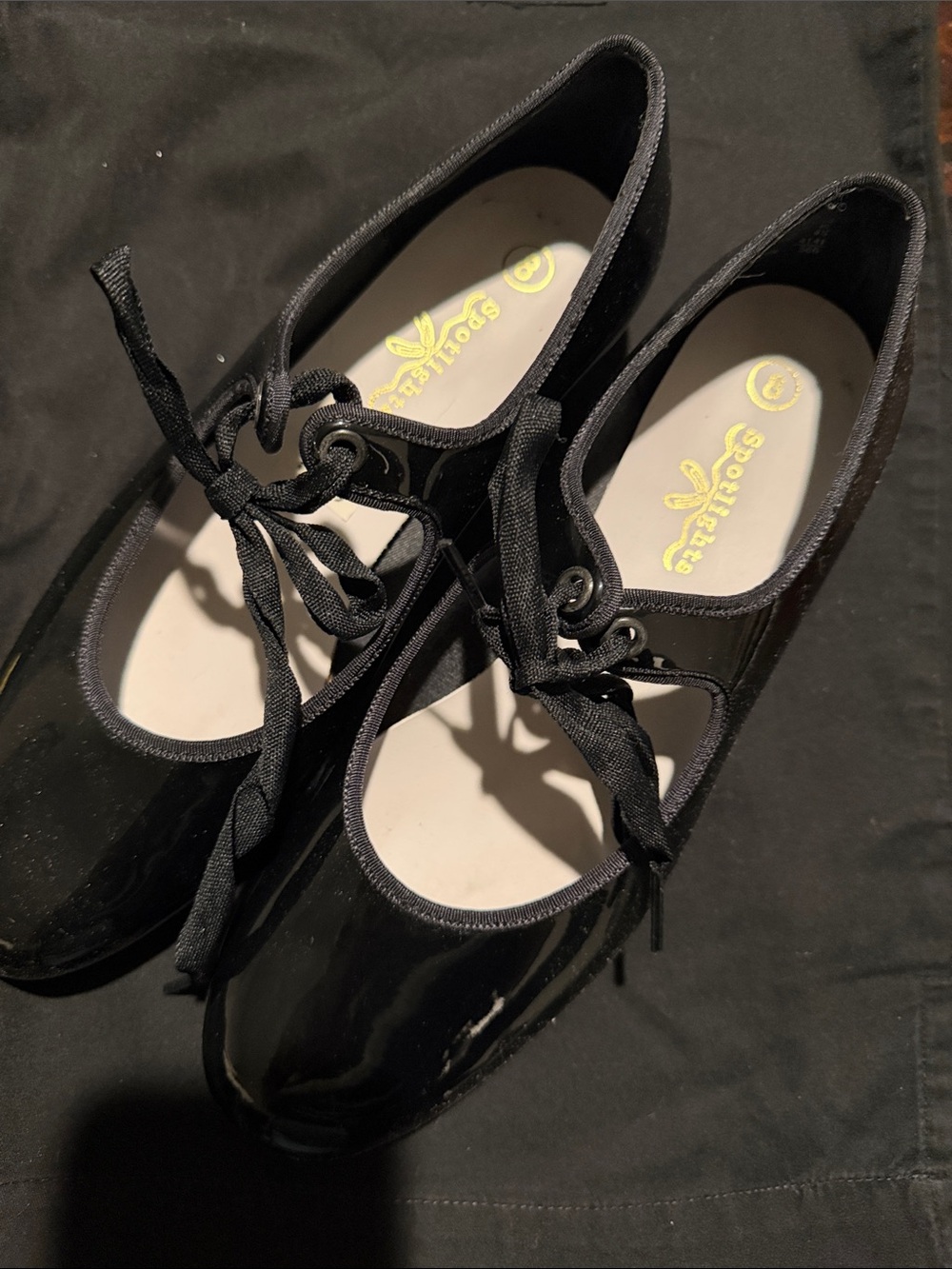 Sporto Black Patent Lace-Up Mary Jane Flats